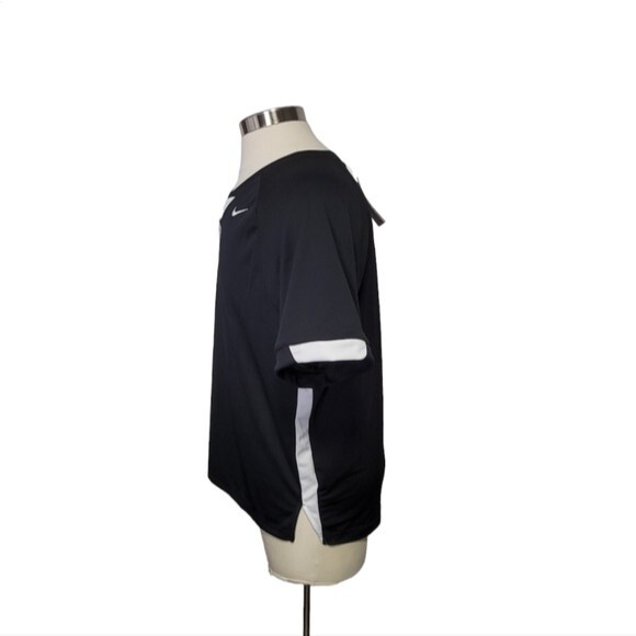 Nike Short Sleeves LaCrosse men size L black white  shirt top dri fit - Picture 3 of 8